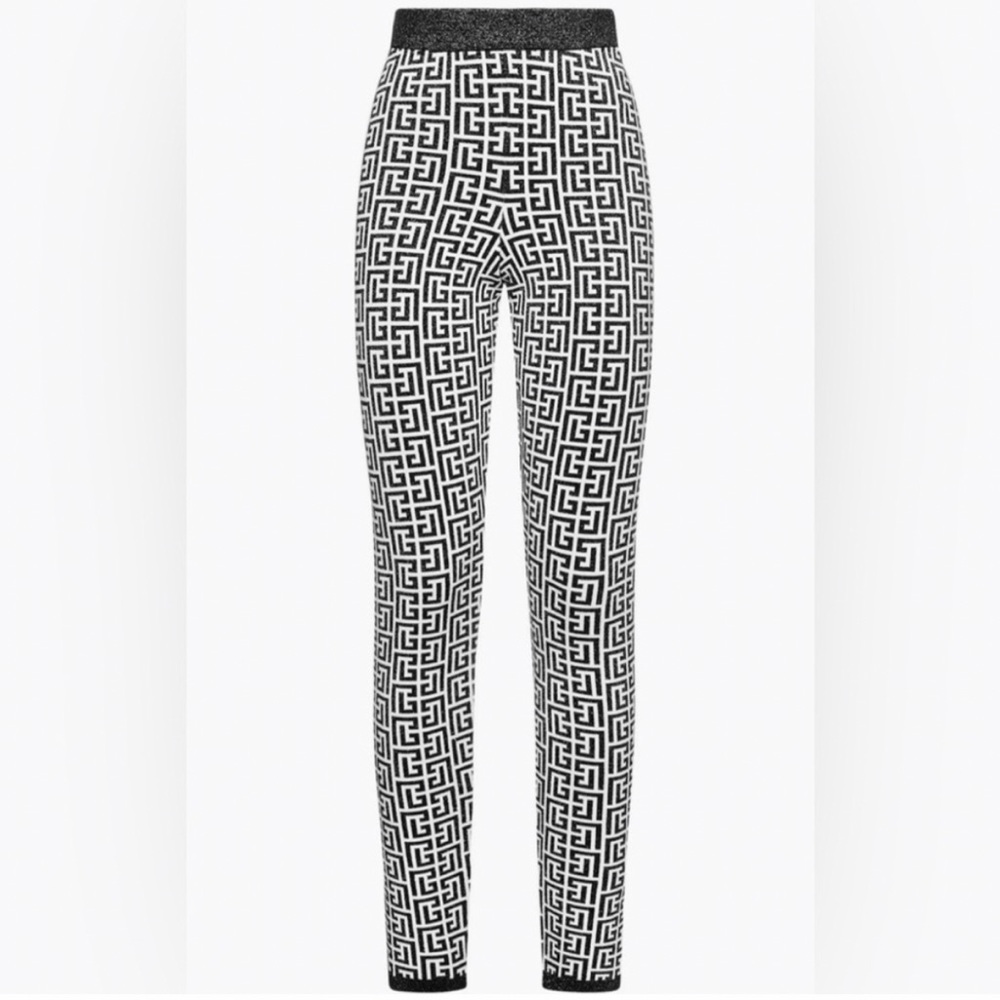 Balmain Monogram Jacquard Leggings L